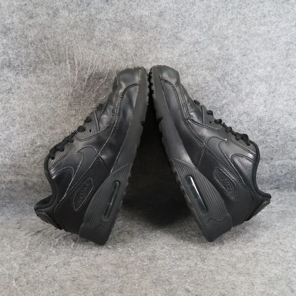 Nike Shoes Kids 2 Sneaker Air Max 90 Black Leather Lace Up Athletic Sport Active